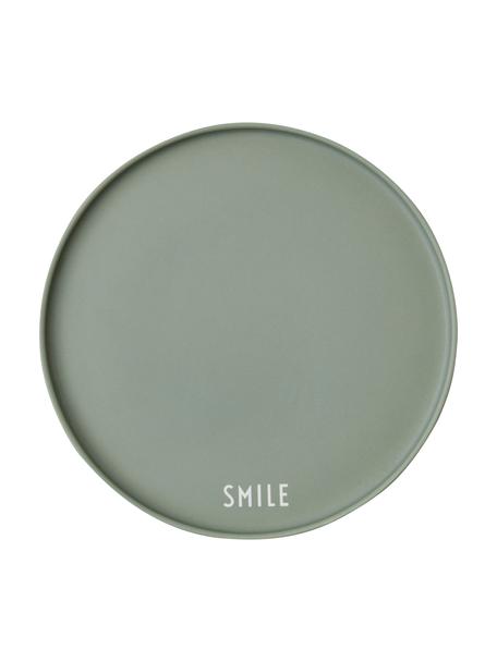 Designový talíř s nápisem Favourite SMILE, Kostní porcelán Fine Bone China
Fine Bone China je jemný porcelán, který se vyznačuje zejména svým zářivým a průsvitným leskem, Zelená, bílá, Ø 22 cm