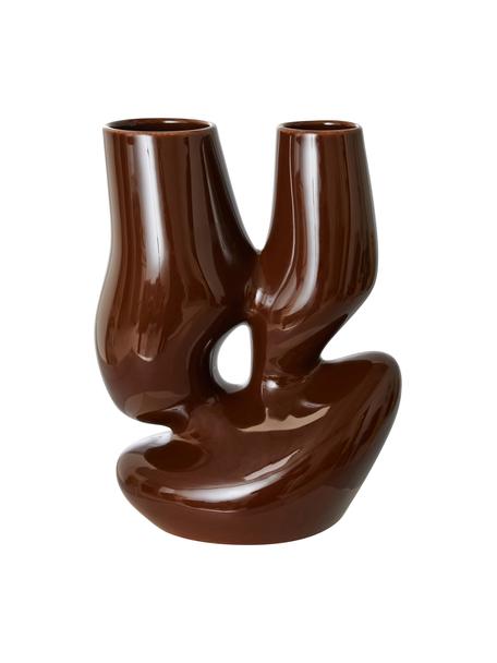 Steingut-Vase Organic, Steingut, Dunkelbraun, B 20 x H 25 cm