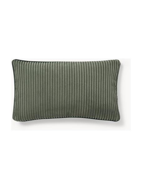 Housse de coussin 50x30 en velours côtelé Kylen, Velours côtelé (90 % polyester, 10 % nylon)
 
Le matériau est certifié STANDARD 100 OEKO-TEX®, 21.HCN.84376, Vert olive, larg. 30 x long. 50 cm