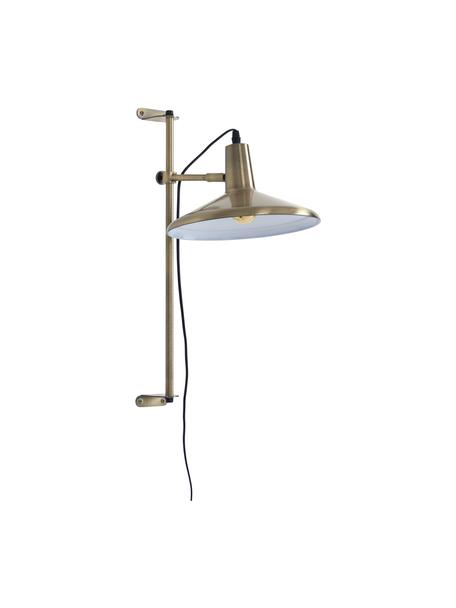 Grote in hoogte verstelbare wandlamp Twiss met stekker, Lampenkap: gelakt metaal, Messingkleurig, D 40 x H 50 cm