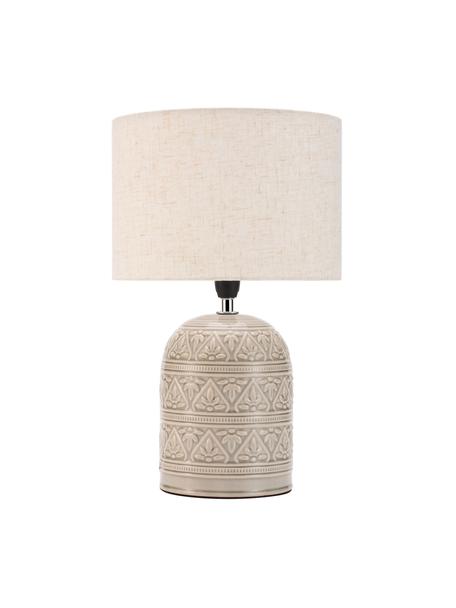 Tischlampe Tender Pearl, Lampenschirm: Stoff, Lampenfuß: Keramik, Cremeweiß, Greige, Ø 23 x H 36 cm