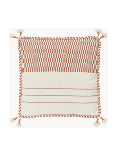Housse de coussin 45x45 ethnique Okiro, 100 % coton, Beige, brun, larg. 45 x long. 45 cm