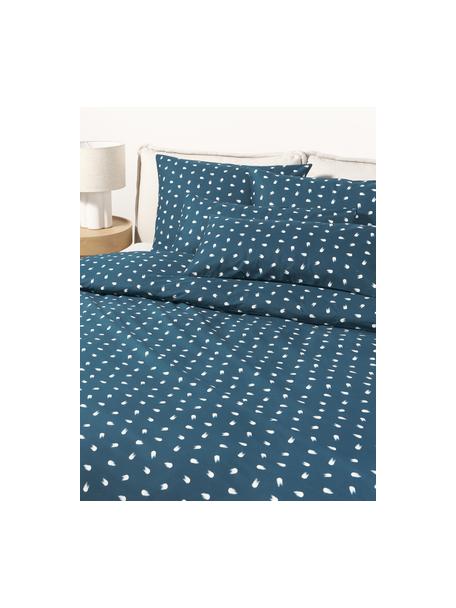 Katoenen dekbedovertrek Amma met stippenpatroon, Weeftechniek: renforcé Draaddichtheid 1, Blauw, B 140 x L 200 cm