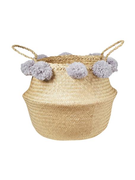 Cesta artesanal de jacintos de agua Belly, Cesta: jacintos de agua, Beige, gris, Ø 35 x Al 30 cm