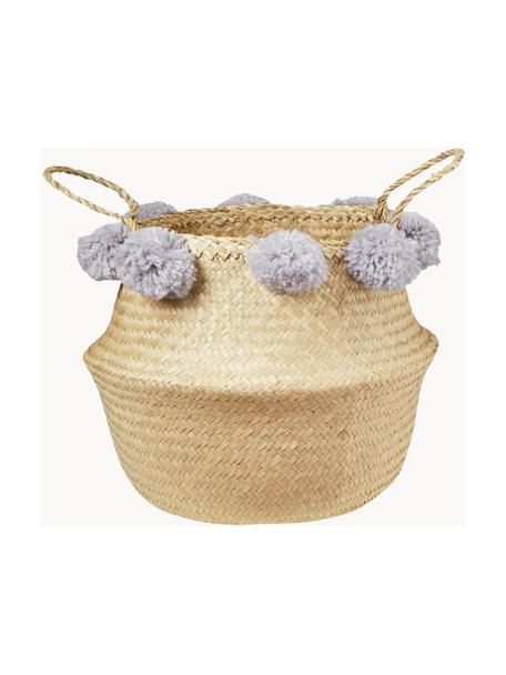 Handgefertigter Aufbewahrungskorb Belly aus Seegras, Korb: 100 % natürliches Seegras, Beige, Grau, Ø 35 x H 30 cm