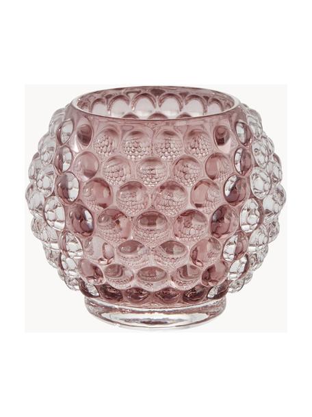 Handgemaakte waxinelichthouder Doria, Glas, Roze, Ø 9 x H 8 cm