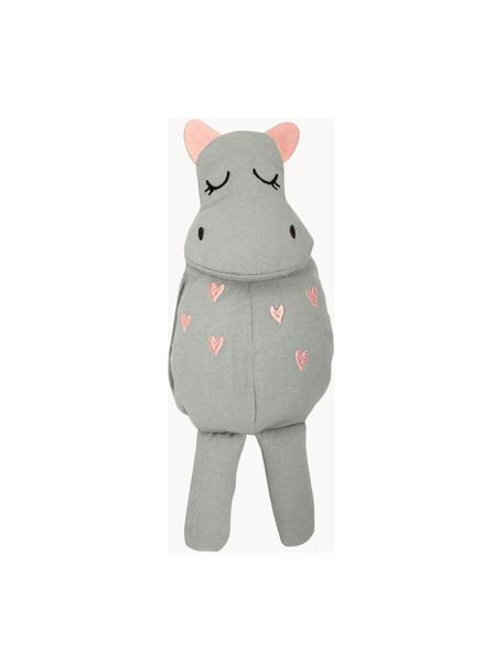 Peluche ippopotamo in cotone Hippo, Rivestimento: 100% cotone, Grigio, rosa, Larg. 8 x Alt. 25 cm