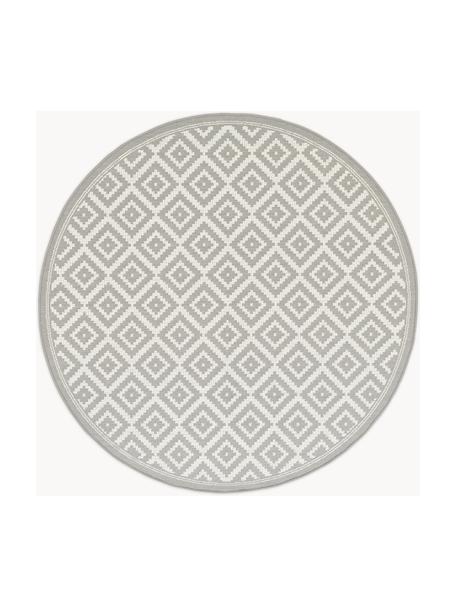 Alfombra redonda de interior/exterior Miami, 70% polipropileno, 30% poliéster, Gris, blanco, Ø 140 cm (Tamaño M)