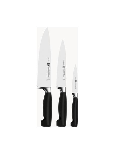 Messer-Set Vier Sterne aus Edelstahl, 3er-Set, Edelstahl, Silberfarben, Schwarz, Set mit verschiedenen Größen