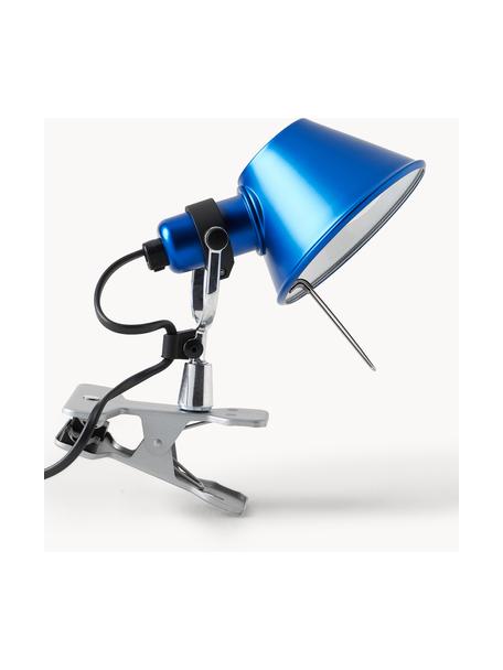 Kleine klem bureaulamp Tolomeo Micro Pinza, Lampenkap: gecoat aluminium, Blauw, Ø 16 x H 20 cm