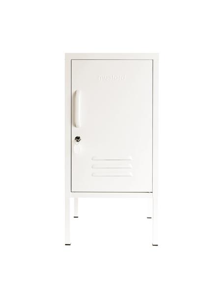 Comodino con anta Shorty, Acciaio verniciato a polvere, Bianco crema, Larg. 35 x Alt. 72 cm
