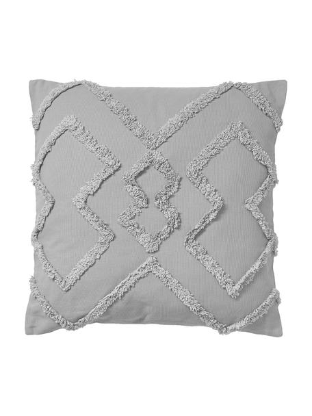 Poszewka na poduszkę z perkalu bawełnianego z tuftowaną dekoracją Faith, 100% bawełna, Szary, S 50 x D 50 cm