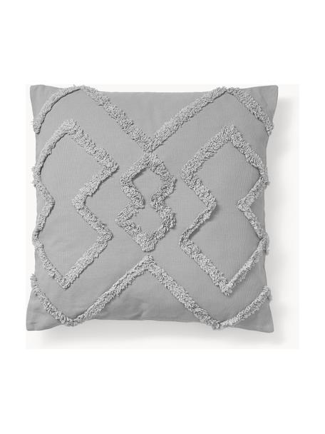 Funda de almohada texturizada de percal Faith, 100% algodón, Gris, An 50 x L 50 cm