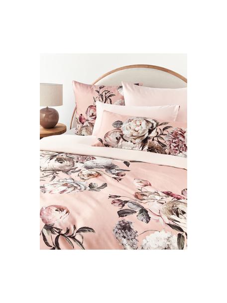 Baumwollsatin-Bettdeckenbezug Blossom, Webart: Satin Fadendichte 210 TC,, Hellrosa, Bunt, B 240 x L 220 cm