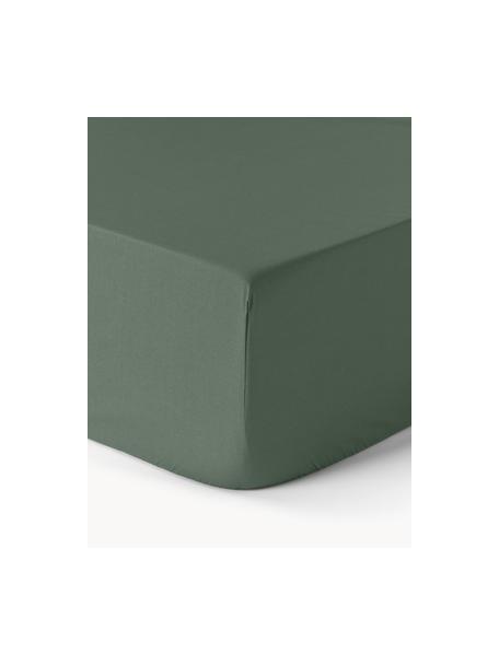 Lenzuolo con angoli in cotone percalle Elsie, Verde scuro, Larg. 200 x Lung. 200 cm, Alt. 25 cm