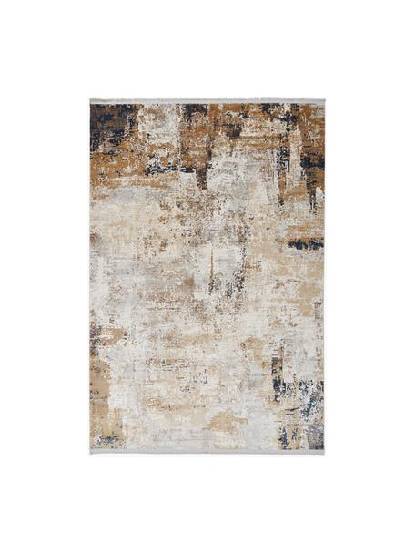 Laagpolig vloerkleed Verona met franjes, Onderzijde: polyester, Beige, bruin, donkerblauw, B 200 x L 290 cm (maat L)