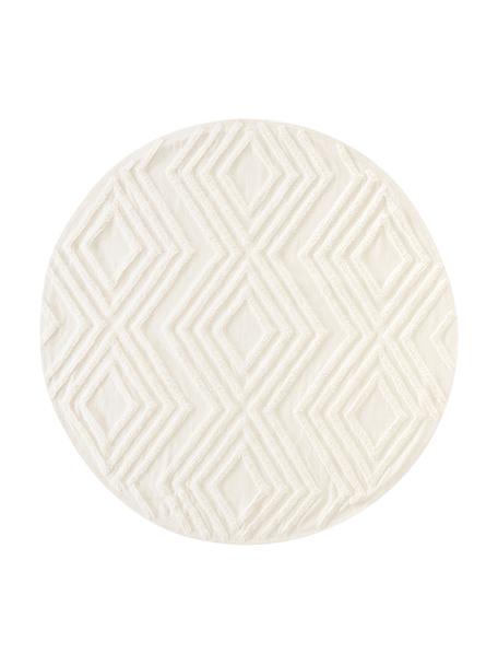 Okrúhly bavlnený koberec s reliéfnou štruktúrou Ziggy, 100 %  bavlna, Krémová, Ø 120 cm (veľkosť S)
