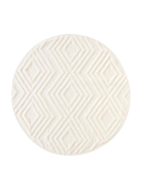 Tapis rond blanc en coton Ziggy, 100 % coton, Blanc crème, Ø 120 cm (taille S)