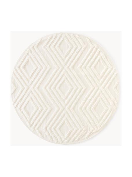 Tapis rond en coton Ziggy, 100 % coton, Blanc crème, Ø 150 cm (taille M)