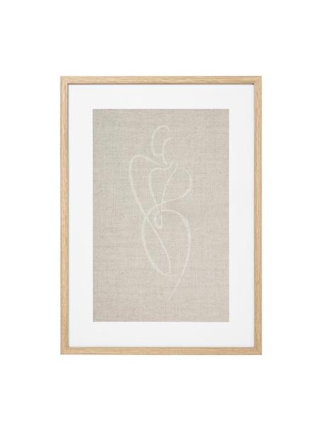 Ingelijste digitale print Even Stronger Woman, Lijst: hout, Lichtbeige, hout, B 54 x H 74 cm