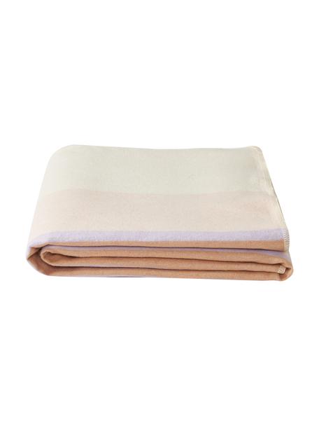 Coperta in cotone Luca, 85% cotone, 8% viscosa, 7% poliacrilico, Lilla, beige, Larg. 140 x Lung. 200