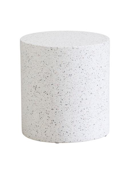 Table d'appoint de jardin ronde blanche Terrazzo, Terrazzo, ciment, Blanc, Ø 37 x haut. 40 cm