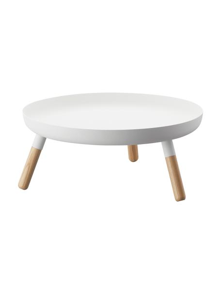 Serviertablett Janush, Tablett: Metall, beschichtet, Weiss, Holz, Ø 32 cm