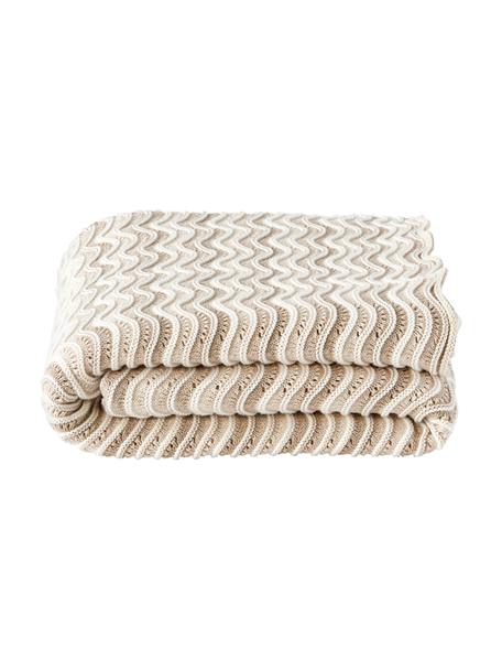 Koc z bawełny Emilio, 100% bawełna, Beżowy, kremowobiały, S 130 x D 170 cm