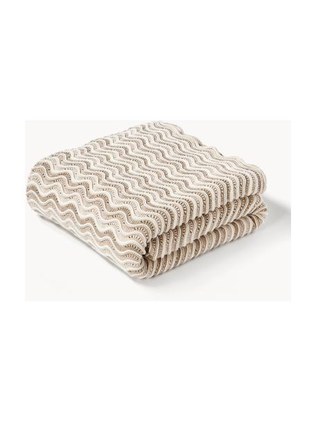 Pletená bavlnená deka Emilio, 100 % bavlna, Svetlobéžová, lomená biela, Š 130 x D 170 cm