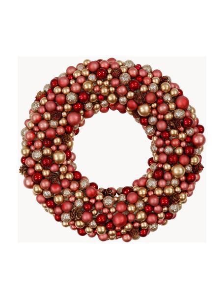 Couronne de Noël Festivity, Plastique, polystyrène, Rouge, couleur dorée, Ø 33 x haut. 7 cm