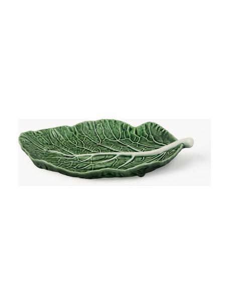 Ručně malovaný servírovací talíř Cabbage, Kamenina, Tmavě zelená, Š 25 cm, H 17 cm