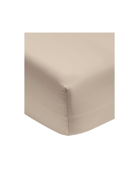 Drap-housse satin de coton bio beige Premium, Taupe, 90 x 200 cm