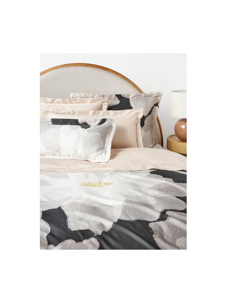Baumwollsatin-Bettdeckenbezug Alyssa, Webart: Satin Fadendichte 210 TC,, Grautöne, Cremeweiß, B 135 x L 200 cm