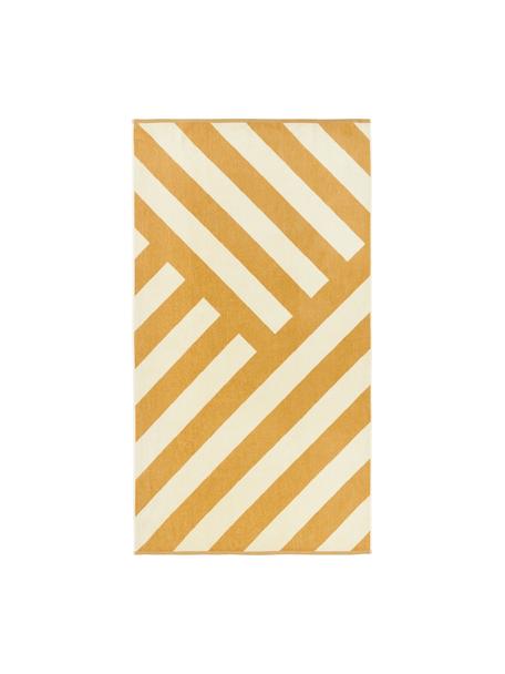 Strandtuch Suri mit Zickzack-Muster, Gelb, B 90 x L 170 cm