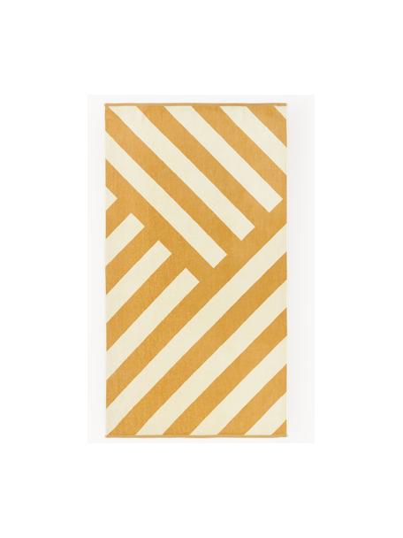 Fouta à motif zigzag Suri, Jaune soleil, blanc cassé, larg. 90 x long. 170 cm