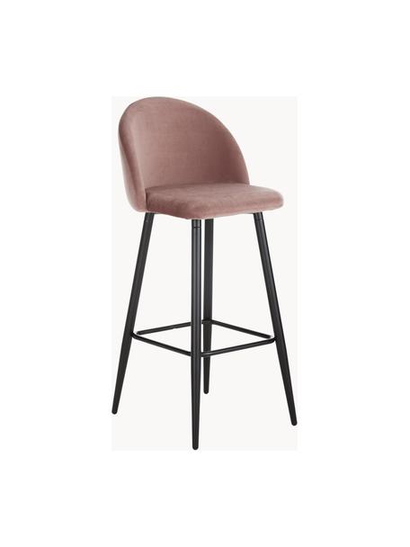 Krzesło barowe z aksamitu Amy, Tapicerka: aksamit (poliester) Dzięk, Nogi: metal malowany proszkowo, Aksamitny blady różowy, S 45 x W 103 cm
