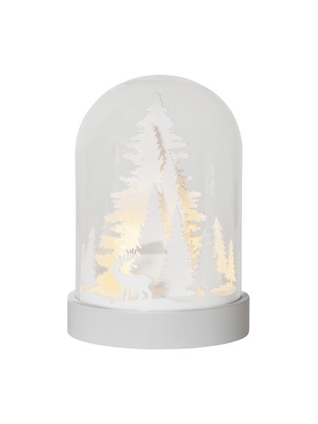 Svítící LED dekorace na baterie Reindeer, Dřevovláknitá deska střední hustoty, umělá hmota, sklo, Bílá, transparentní, Ø 13 cm, V 18 cm