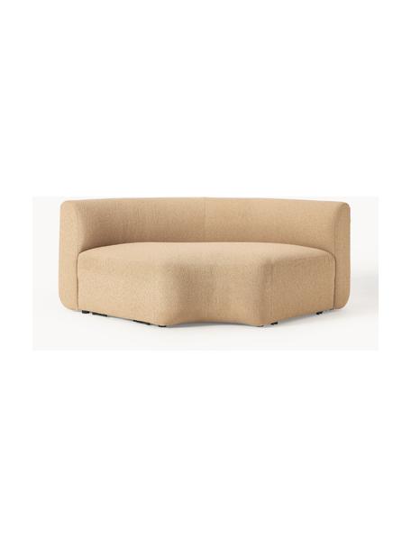 Módulo de esquina redondo en tejido bouclé Sofia, Tapizado: tejido bouclé (100% polié, Estructura: madera de pícea, tablero , Patas: plástico Este producto es, Bouclé beige, An 190 x F 103 cm