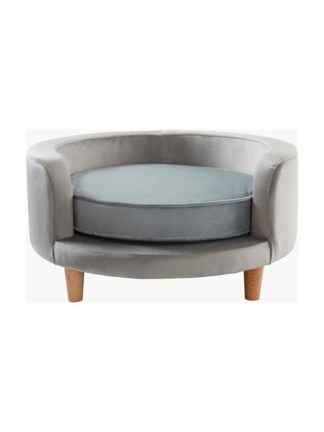 Fluwelen huisdierbed Londen, Bekleding: fluweel (100% polyester), Frame: multiplex, MDF, Lichtgrijs, lichtblauw, Ø 68 x H 35 cm
