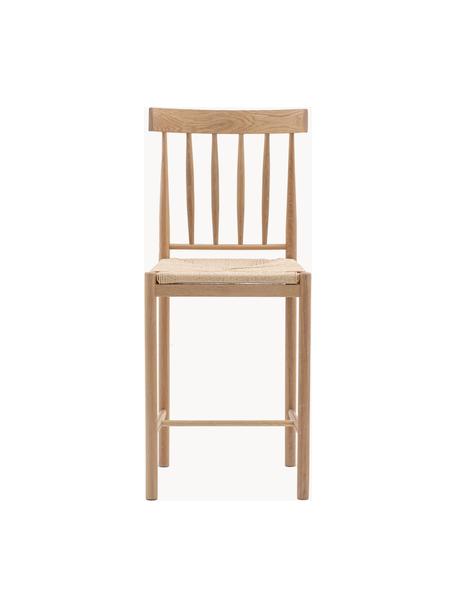 Chaises de comptoir artisanales en chêne Eton, 2 pièces, Bois clair, beige clair, larg. 46 x haut. 111 cm