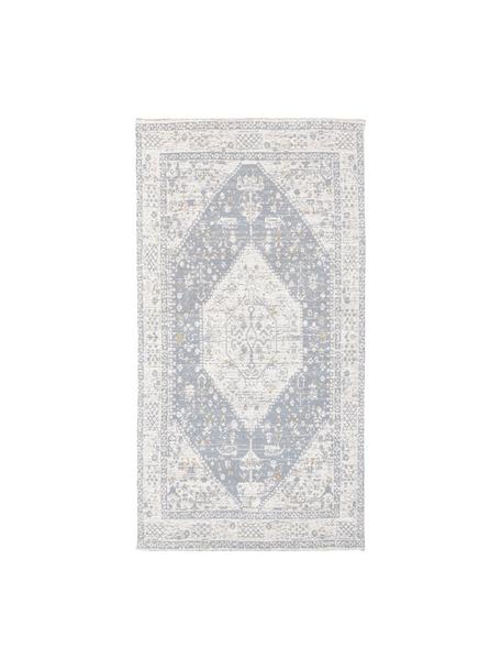 Handgeweven chenille vloerkleed Neapel in vintage stijl, Bovenzijde: 95% katoen, 5% polyester, Onderzijde: 100% katoen, Crèmekleurig, patroon, B 80 x L 150 cm (maat XS)