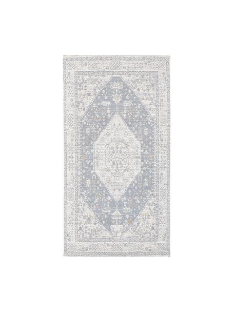 Ručně tkaný žinylkový koberec Neapel, Šedomodrá, krémově bílá, Š 80 cm, D 150 cm (velikost XS)