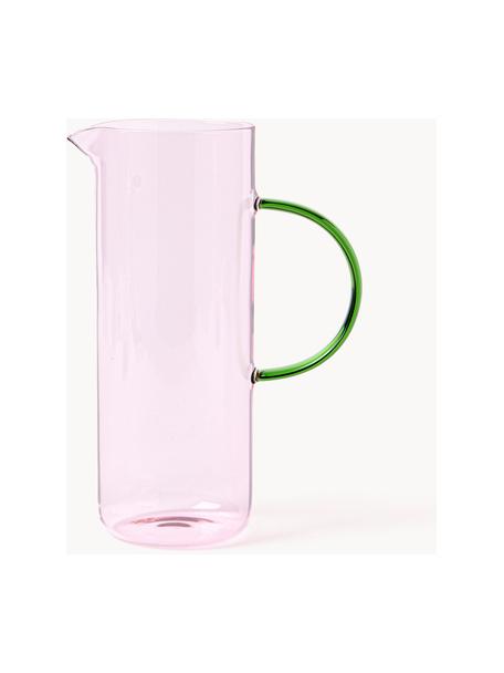 Waterkaraf Torino uit borosilicaatglas, 1.1 L, Borosilicaatglas, Lichtroze, transparant, groen, 1.1 L