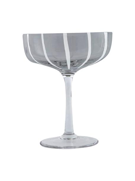 Copas pompadour de champán soplada artesanalmente Mizu, 2 uds, Vidrio, Gris, blanco, Ø 11 x Al 14 cm, 230 ml