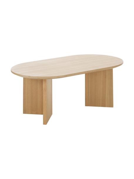 Oválný konferenční stolek z dřeva Toni, Lakovaná MDF deska (dřevovláknitá deska střední hustoty) s dubovou dýhou, Světlé dřevo, Š 100 cm, V 35 cm