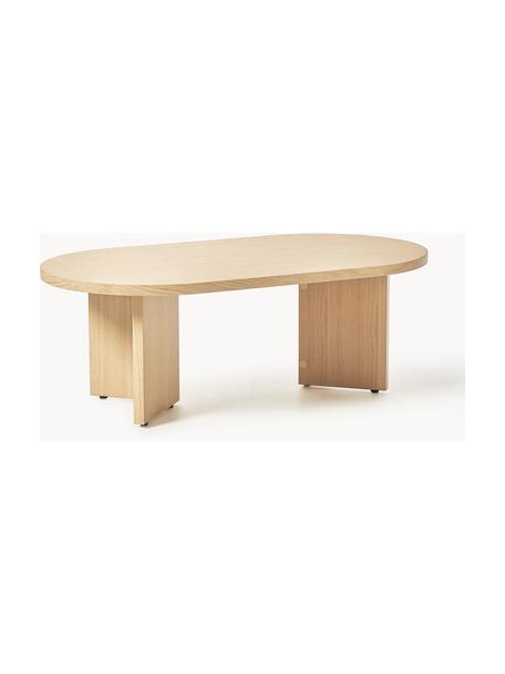 Ovaler Holz-Couchtisch Toni, Mitteldichte Holzfaserplatte (MDF) mit Eschenholzfurnier, lackiert, Eschenholz, B 100 x T 55 cm