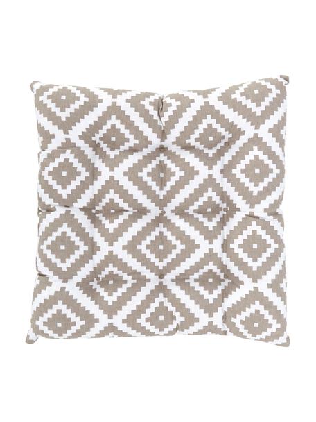 Cuscino sedia taupe/bianco Miami, Rivestimento: 100% cotone, Beige, Larg. 40 x Lung. 40 cm