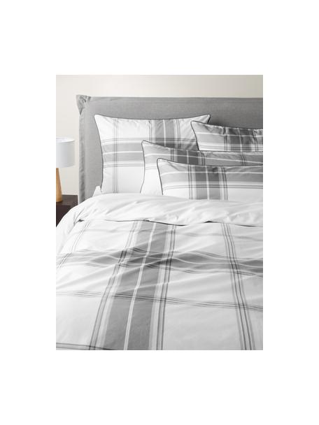Housse de couette en percale à carreaux Scarlet, Gris, blanc, larg. 140 x long. 200 cm