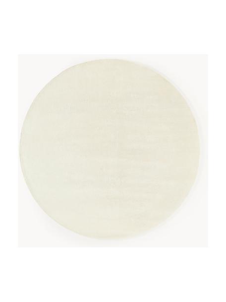 Kulatý ručně všívaný vlněný koberec s nízkým vlasem Jadie, Krémově bílá, Ø 200 cm (velikost L)
