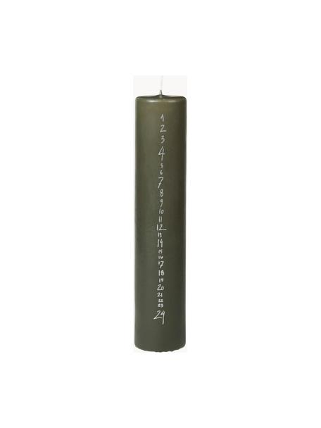 Candela dell'Avvento fatta a mano Rustic, Cera, Verde scuro, Ø 5 x Alt. 25 cm